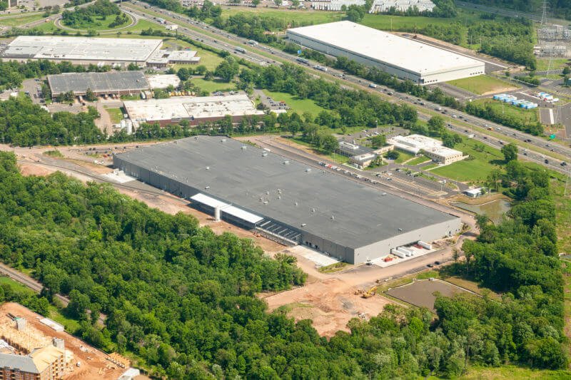 Aerial perspective render of Linden Logistics Park, Linden, NJ